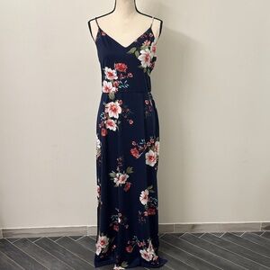 Elegant Floral Spaghetti Strap Maxi Dress